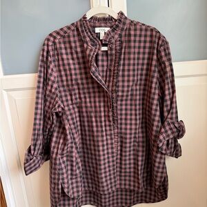 COS Plum and Black Gingham Tunic Top